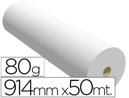 Papel reprografía para plotter 914mm.x50m. 80g/m²